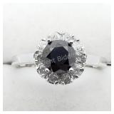 10K White Gold Black Diamond 0.85Ct 10 W.Dia Ring