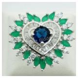 Sterling Silver Created Gemstone Ring