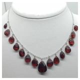 10K White Gold Garnet 30 Ct Necklace