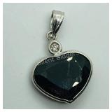 14KWhite Gold Sapphire Diamond Pendant