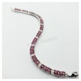 Sterling Silver 120 Ruby 6Ct Bracelet