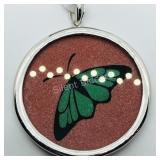 Sterling Silver Gemstone Painting W/ Fashion Cord