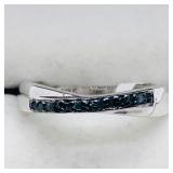 Sterling Silver Blue Diamond Ring