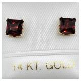 14K Yellow Gold Garnet  Earrings