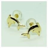 14K Yellow Gold Dolphin Shaped Earrings