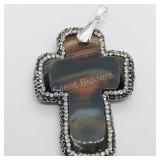 Sterling Silver Agate W/ Fashion Cord Pendant