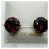 14K Yellow Gold Garnet Earrings