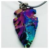 Bismuth Arrow Head W/ Fashion Cord Necklace