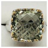 Brass Green Amethyst Ring