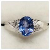 10K White Gold Tanzanite Diamond Ring