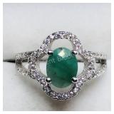 Sterling Silver Emerald Cubic Zirconia Ring