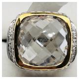 Brass White Topaz Ring