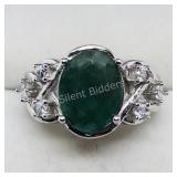 Sterling Silver Emerald Cubic Zirconia Ring