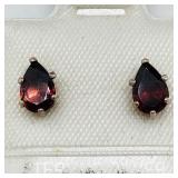 Sterling Silver Garnet Pear Shaped Earrings