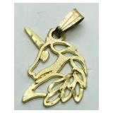 10K Yellow Gold Unicorn Pendant