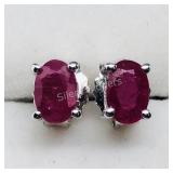 Sterling Silver Ruby Stud Earrings