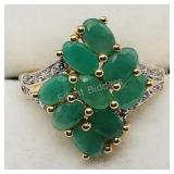 Gold plated Str Silver Emerald Cubic Zirconia Ring
