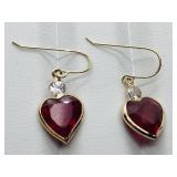 14KYellow Gold Ruby Diamond Earrings