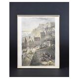 Engraved & Colored Quebec Glimpse Old City Wall