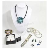 Gemstone & Bead Necklace, Earrings & Watch