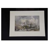 Engraved & Colored Montreal Harbour c.1882