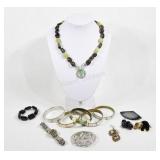 Sterling Stone Necklace, Bangles,Time Zone Watch