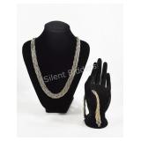 Braided Matching Sterling Necklace & Bracelet Set