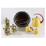 Metal / Aluminum Tea Pot Set, Brass Condiment Set