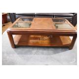 Wood & Beveled Glass Tiered Coffee Table