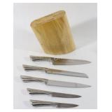 Paderno Stainless Steel Knife Set w Wood Block