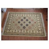 Polyester Blend Low Pile Area Rug w Fringes