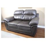Chocolate Brown Faux Leather Love Seat