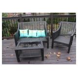 Wicker Patio Loveseat, Armchair & Tier Table Set