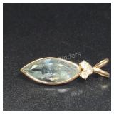 14K Aquamarine(3ct) Diamond(0.03ct) Pendant