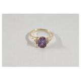 10 K Yellow Gold Amethyst Emerald Cut Ring