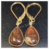 10K Canadian Ammolite Diamond(0.03ct) Earrings