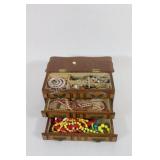 Jewelry Wooden Box w Assortment of Jewelry