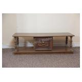 VTG Turned Leg Two Tier Coffee Table w Cupboard