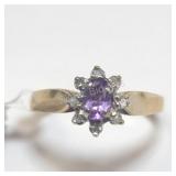 10K Amethyst Diamond(0.06ct) Ring