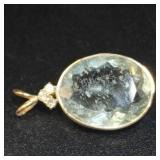 14K Aquamarine(11.2ct) Diamond(0.03ct) Pendant