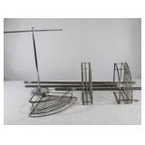 Brushed Stainless Three Shelf Corner Pole Holder