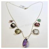 10K Genuine Multi Gemstone 18"(22.5ct) Necklace