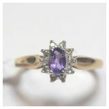 10K Amethyst Diamond(0.06ct) Ring
