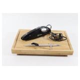 Wood Cutting Board w Electric Knife w Slice Guide