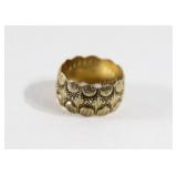 10K Yellow Gold Embossed Wide Band Ring