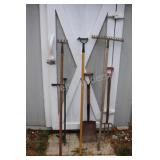 Racks, Pitch Fork, Shovel & Weed Puller