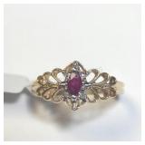 10K Ruby And Diamond Ring
