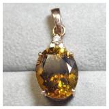 14K Tourmaline(4.5ct) Diamond(0.15ct) Pendant