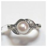 10K Fresh Water Pearl Diamond(0.04ct) Ring