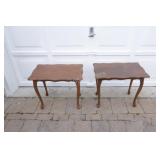 Two Wood Side / End Tables Decorative Edge